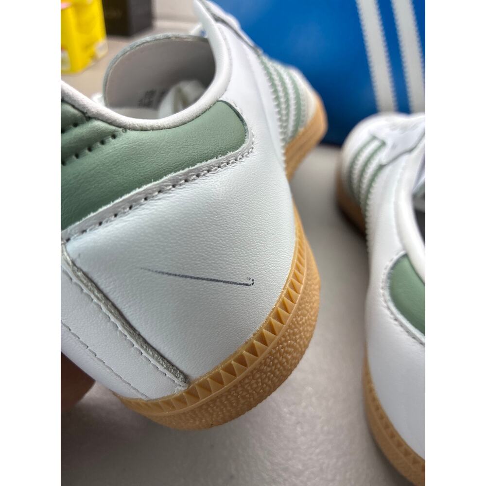 New adidas Samba OG J White Silver Green JP5479 Youth Size 5 With Box - Picture 5 of 8